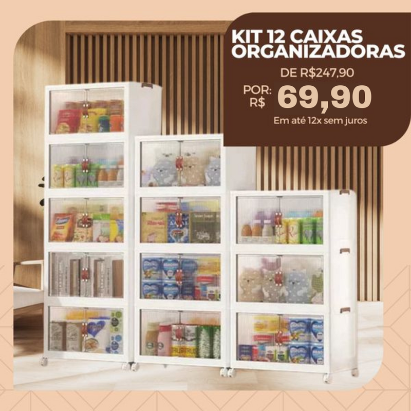 Kit 12 Caixas Organizadoras - Queima de Estoque Total 🔥 [Fácil Instalação]